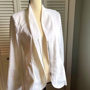Eileen Fisher white zip blazer